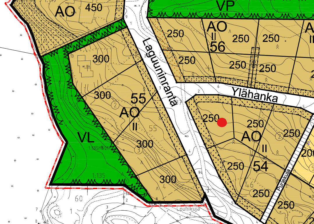 Laguuninranta 15 kiinteistörajat kaavakartalla